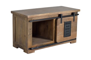 Meuble TV 1 porte - Naturel et noir