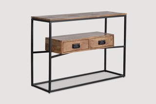 Console 2 tiroirs - Naturel et noir