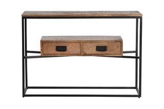 Console 2 tiroirs - Naturel et noir