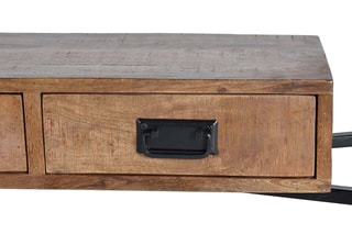 Console 2 tiroirs - Naturel et noir