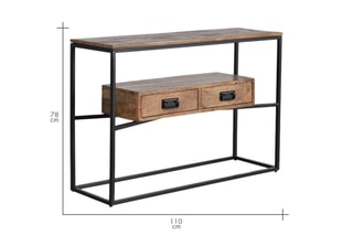 Console 2 tiroirs - Naturel et noir