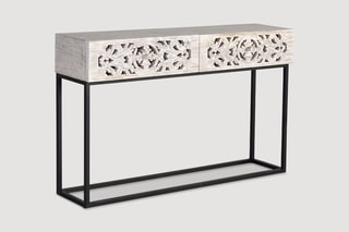 Console 2 tiroirs - Ecru et noir