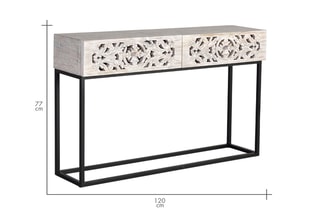 Console 2 tiroirs - Ecru et noir