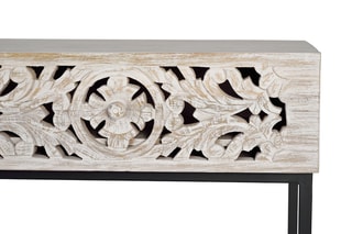Console 2 tiroirs - Ecru et noir