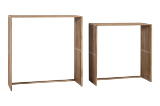 2 consoles gigognes en teck - 75 x 75 x 30/85 x 86 x 30 cm