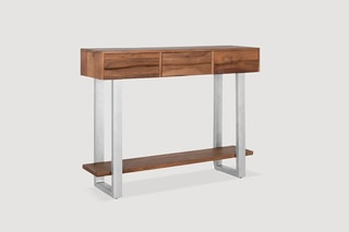 Console 3 tiroirs - Naturel et blanc