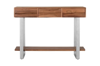 Console 3 tiroirs - Naturel et blanc