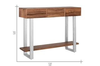 Console 3 tiroirs - Naturel et blanc