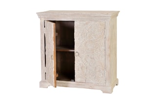 Commode 2 portes - Blanc vieilli