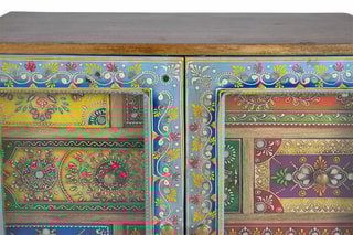 Commode 2 portes - 
Naturel et bleu
