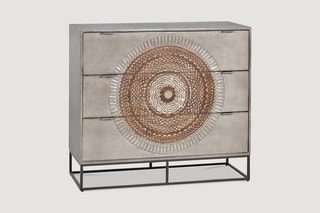 Commode 3 tiroirs - Gris et marron