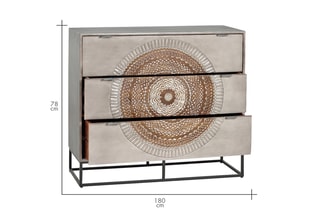 Commode 3 tiroirs - Gris et marron