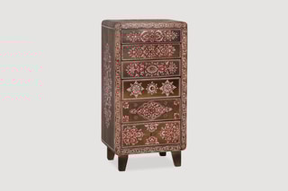Commode 6 tiroirs - Naturel et rose