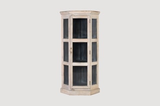 Vitrine d’angle 1 porte en manguier - 74 x 150 x 55 cm