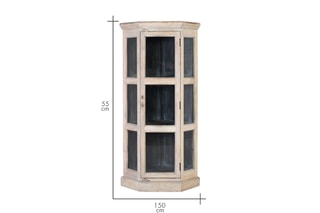 Vitrine d’angle 1 porte en manguier - 74 x 150 x 55 cm