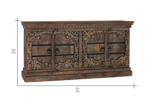 Buffet 4 portes en manguier massif - 180 x 45 x 92 cm