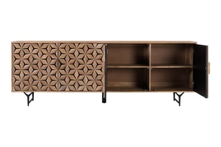 Buffet 4 portes en manguier - 220 x 76 x 40 cm