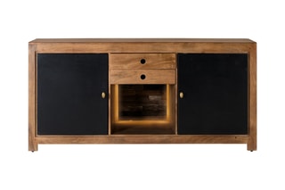 Buffet 2 portes - Naturel et noir