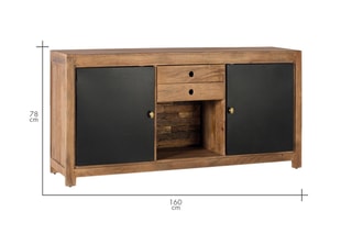 Buffet 2 portes - Naturel et noir