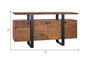 Buffet 4 portes - Naturel et noir