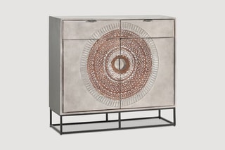 Buffet 2 portes - Gris clair et marron