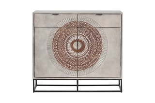 Buffet 2 portes - Gris clair et marron