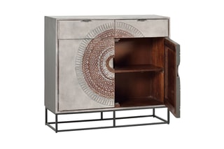 Buffet 2 portes - Gris clair et marron