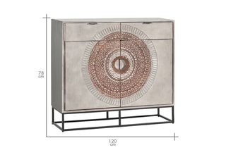 Buffet 2 portes - Gris clair et marron