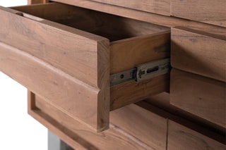 Vitrine 2 portes en bois massif d’acacia - 120 x 190 x 45 cm