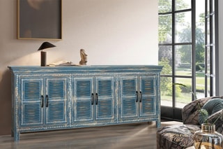 Buffet 6 portes - Bleu et blanc