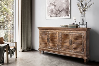 Buffet 4 portes - Naturel et blanc