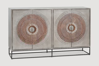 Buffet 2 portes - Gris clair et marron