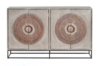 Buffet 2 portes - Gris clair et marron