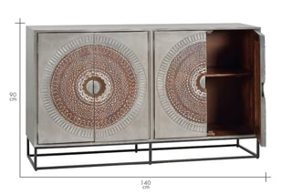 Buffet 2 portes - Gris clair et marron