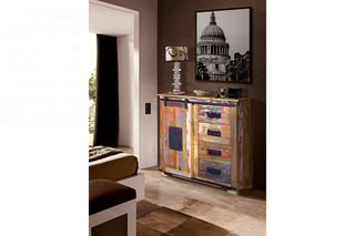 Buffet 1 porte - Naturel et noir