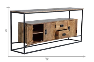 Buffet 3 portes - Naturel et noir
