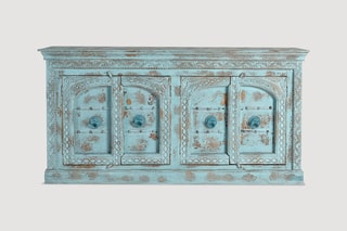 Buffet 4 portes - Bleu et naturel