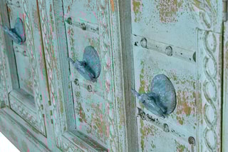 Buffet 4 portes - Bleu et naturel