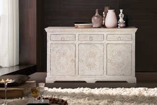 Buffet 3 portes - Blanc vieilli
