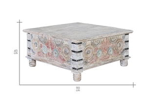 Table basse 2 abattants - Blanc vieilli et naturel