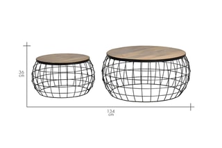2 tables basses - Naturel et noir