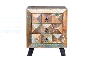 Table d'appoint 3 tiroirs - Naturel et noir