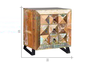 Table d'appoint 3 tiroirs - Naturel et noir