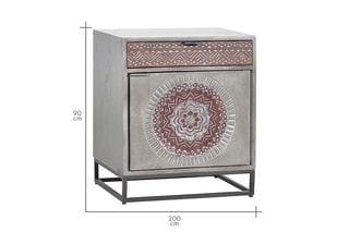 Table d'appoint 1 porte - Gris et marron