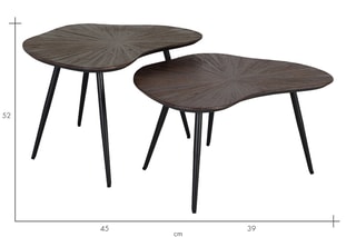 2 tables d’appoint gigognes en teck - 76 x 45 x 52/76 x 39 x 45 cm