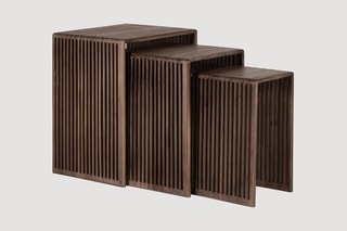 3 tables d’appoint gigognes en teck - 23 x 40 x 33/31 x 45 x 33/40 x 50 x 33 cm