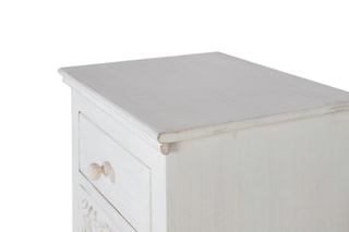 Table de chevet 2 tiroirs - Blanc vieilli
