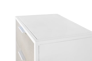 Table de chevet 2 tiroirs - Blanc et beige