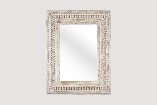 Miroir en manguier - 100 x 130 x 6 cm - Blanc