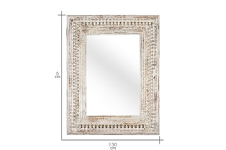 Miroir en manguier - 100 x 130 x 6 cm - Blanc